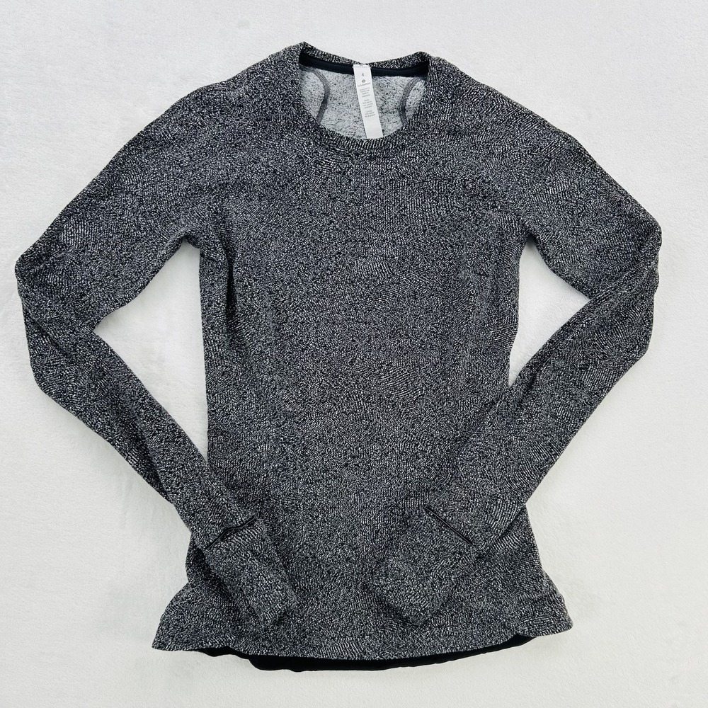 Lululemon Pullover Womens 4 Gray Swiftly Tech Long Sleeve Seamless Yoga Logo Top